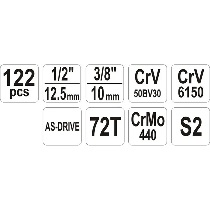 Yato YT-38901 Tool set XXL 1/4-1/2’’ 122 items - Key setsNRE-ZKL<<<Manual toolsNRE<<<ActionPL