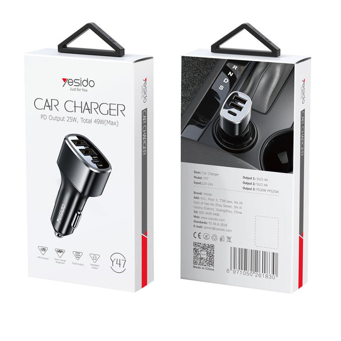 USB CAR CHARGER 25W YESIDO