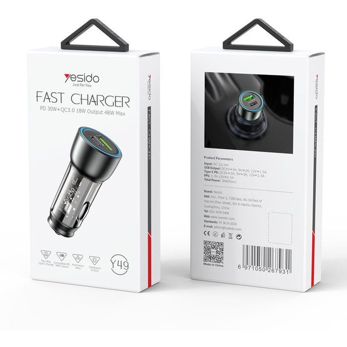 USB CAR CHARGER 30W YESIDO