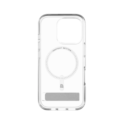 ZAGG Crystal Palace Snap Kickstand MagSafe Case with Stand for iPhone 16 Pro - Clear - Cell phone cases