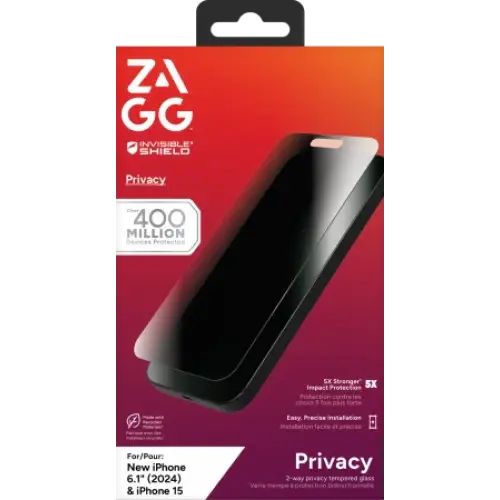 ZAGG InvisibleShield Glass Elite Privacy for iPhone 15/16 - Cell phone tempered glass<<<HurtelXML
