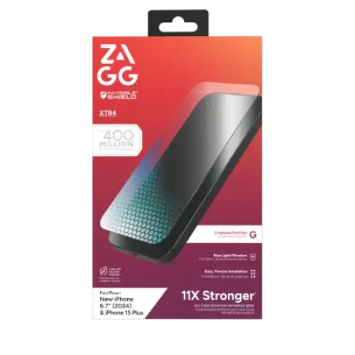 ZAGG InvisibleShield Glass XTR4 Graphene Protective Glass with Blue Light Filter for iPhone 15 Plus / 16 Plus - Cell