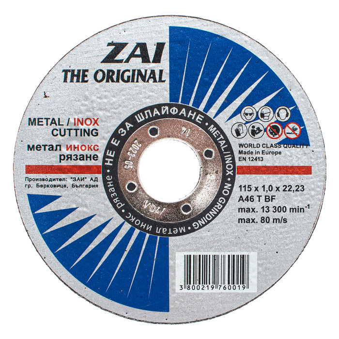 METAL CUTTING DISC INOX ZAI 115x1x22.23