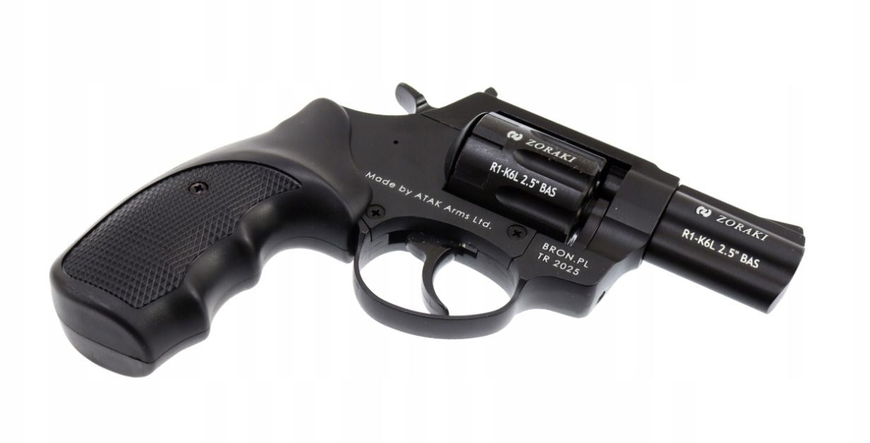 ZORAKI R1-K6L BAS alarm signal blank-firing revolver, 2.5" barrel, .22 Long Blank caliber, black (R1256BMP-BAS)
