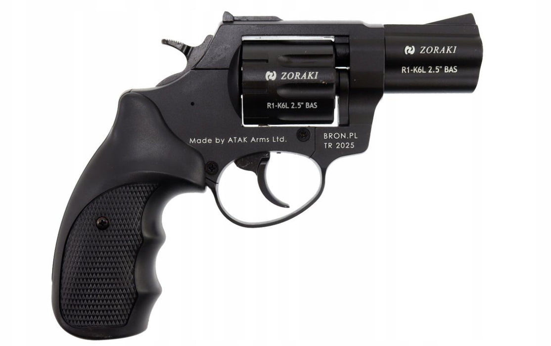 ZORAKI R1-K6L BAS alarm signal blank-firing revolver, 2.5" barrel, .22 Long Blank caliber, black (R1256BMP-BAS)