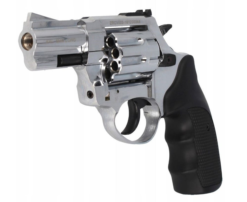 ZORAKI R1-K6L BAS alarm signal blank firing revolver, 2.5" barrel, .22 Long Blank caliber, chrome flash (R1256MNP-BAS)