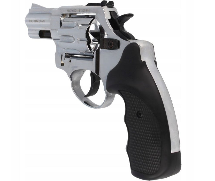 ZORAKI R1-K6L BAS alarm signal blank firing revolver, 2.5" barrel, .22 Long Blank caliber, chrome flash (R1256MNP-BAS)