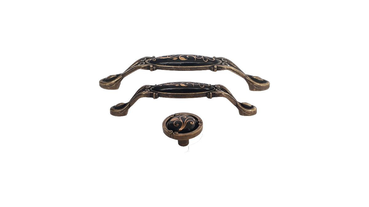 FURNITURE HANDLE GOLD ANTIQUE BLACK ZUMRUT