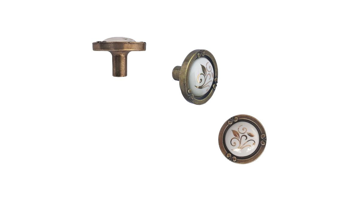 FURNITURE HANDLE GOLD ANTIQUE WHITE ZUMRUT