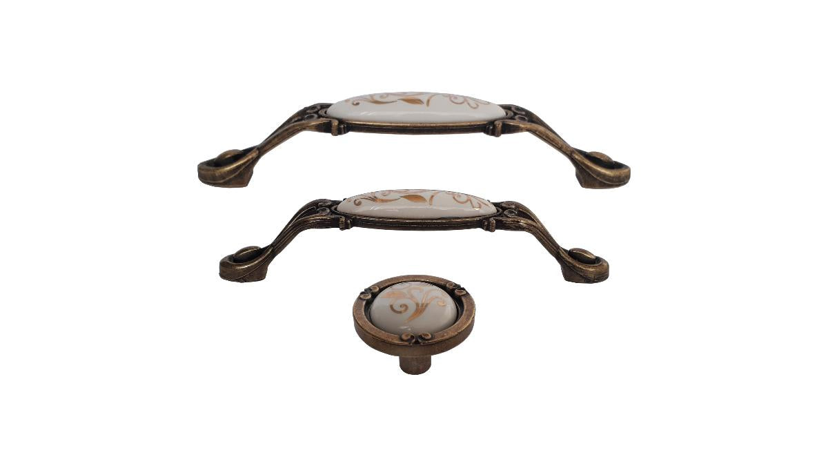 FURNITURE HANDLE GOLD ANTIQUE WHITE ZUMRUT