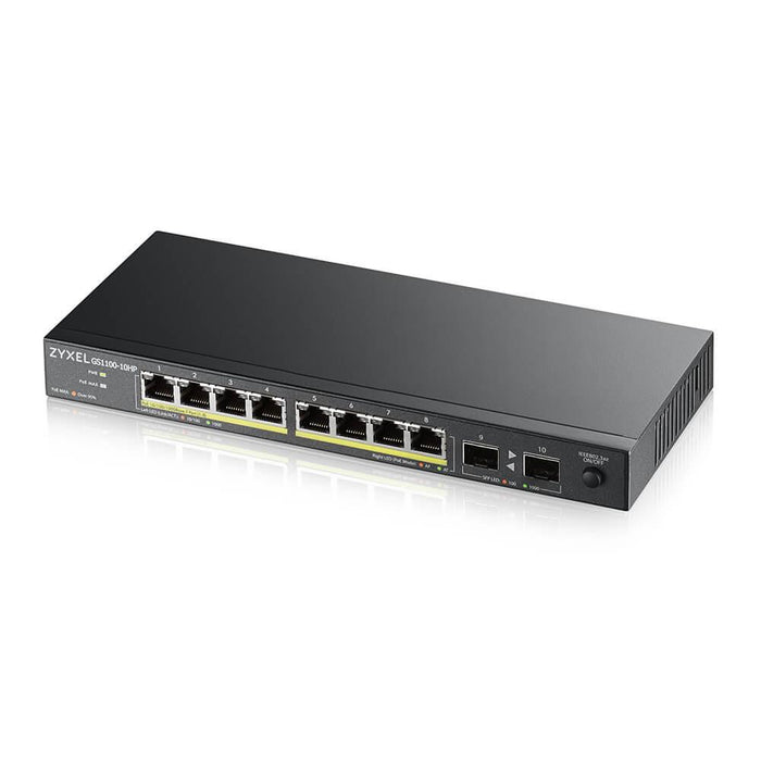 Switch ZYXEL GS1100-10HP, 8-port, Gigabit, PoE, 2xSFP