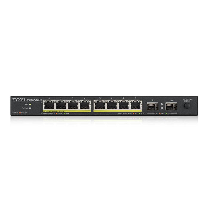 Switch ZYXEL GS1100-10HP, 8-port, Gigabit, PoE, 2xSFP
