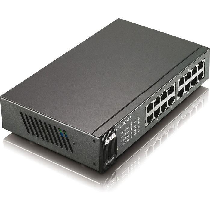 Switch ZYXEL GS1100-16, 16 ports, Gigabit, for mounting in a cabinet