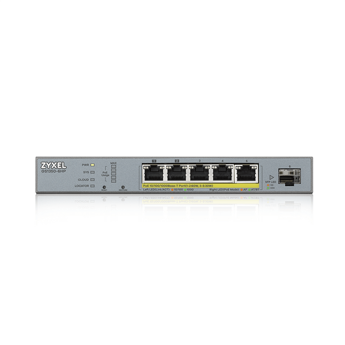 Switch ZyXEL GS1350-6HP, 6-port, Gigabit, Managed, PoE 60W