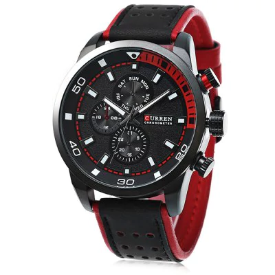 Men's waterproof quartz watch with leather strap CURREN 8250