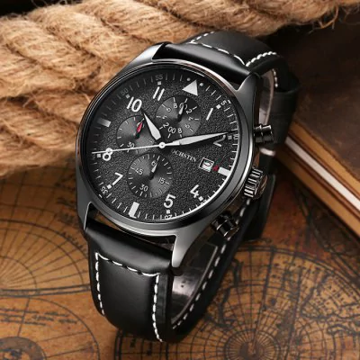 Men's waterproof quartz watch with leather strap OCHSTIN GQ043B