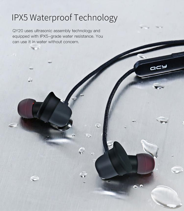 Wireless Headset Blue Bluetooth Headset QCY QY20 IPX5 Waterproof