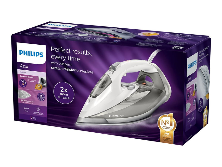 Philips Azur GC4901/10, 2800 W, Steam flow 50 g/min, Steam jet 220 g, Quick decalcification, SteamGlide Elite plate, White/Beige