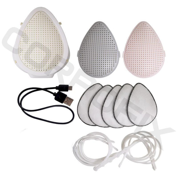 Electric Silicone mask with fan CM2 for easy breathing, reusable with 6 replaceable filters