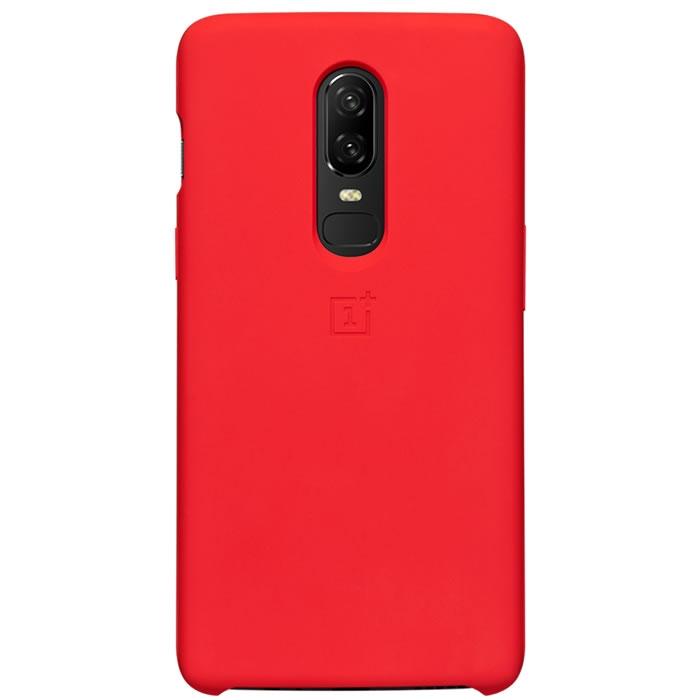 Original red Oneplus shockproof silicone carrying case with suede interior for OnePlus 6