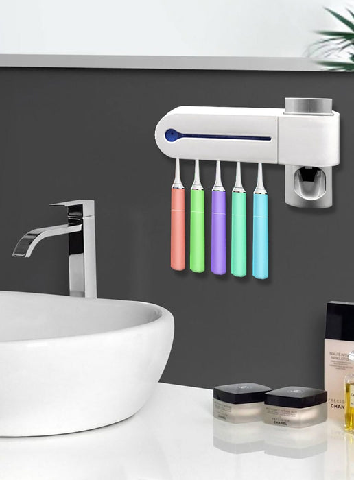 2 in 1 household bathroom set - UV sterilizer toothbrush and dispenser for toothpaste