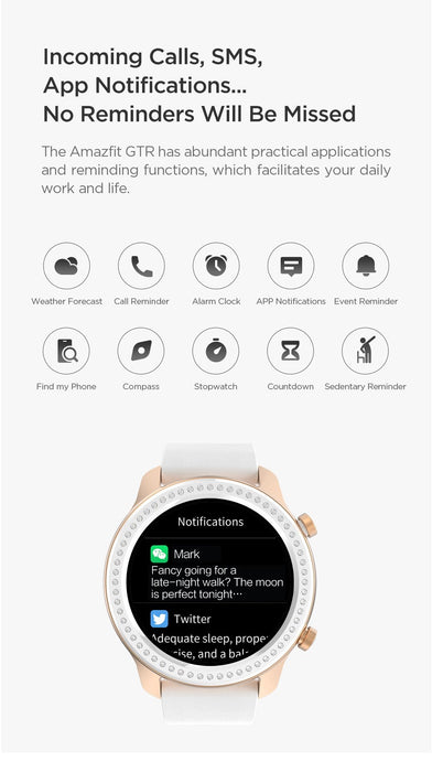 Smart watch Amazfit GTR 47mm, 5ATM, 24 days of battery life, Aluminum housing