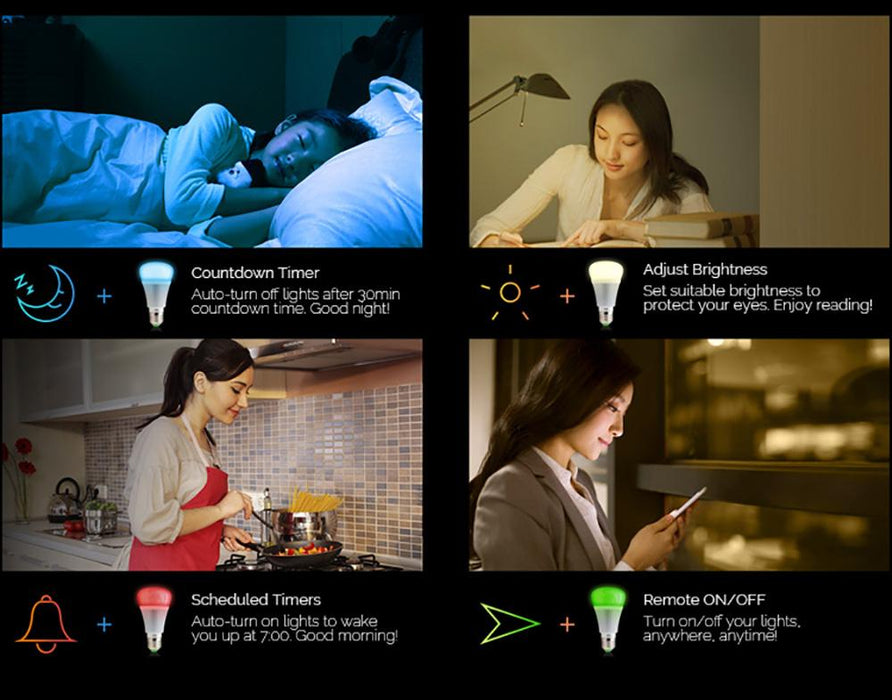 Smart WiFi LED bulb Sonoff B1 E27, RGB colors, control over light