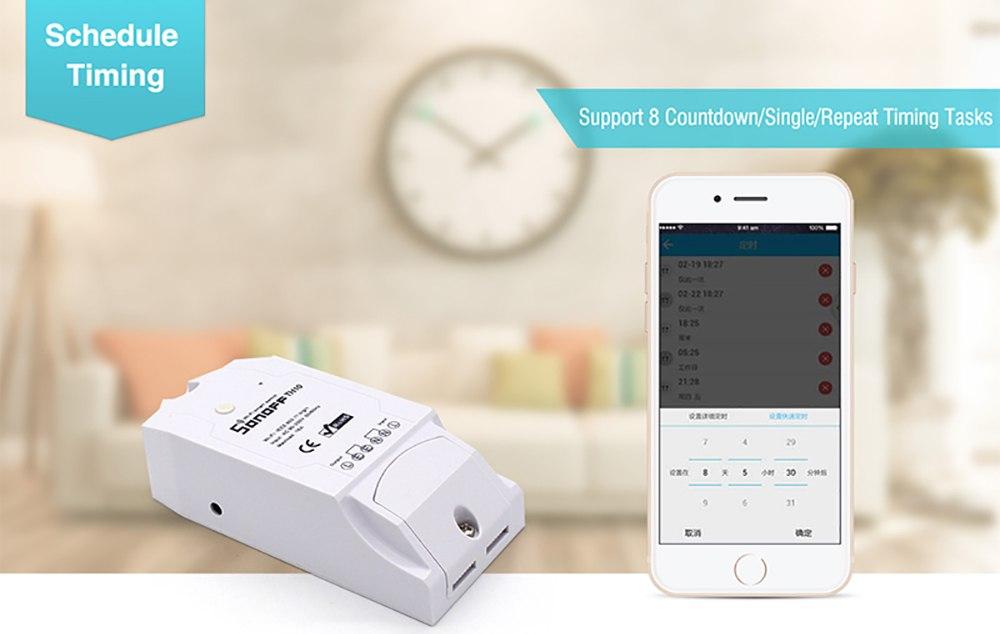 Smart Wi-Fi switch Sonoff TH16, 16A 2200W, with a sensor for temperature and humidity