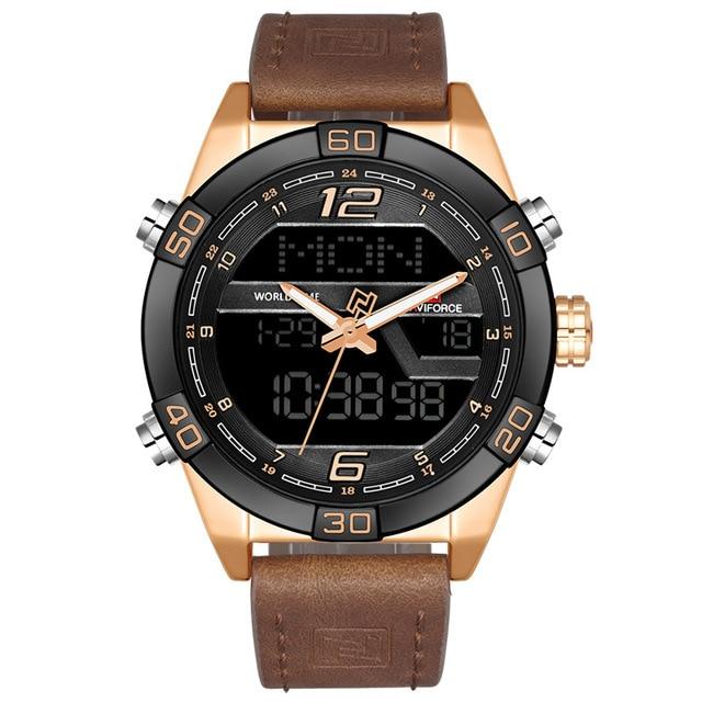 Waterproof male quartz watch with dual display NAVIFORCE 9128