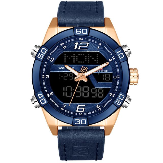 Waterproof male quartz watch with dual display NAVIFORCE 9128