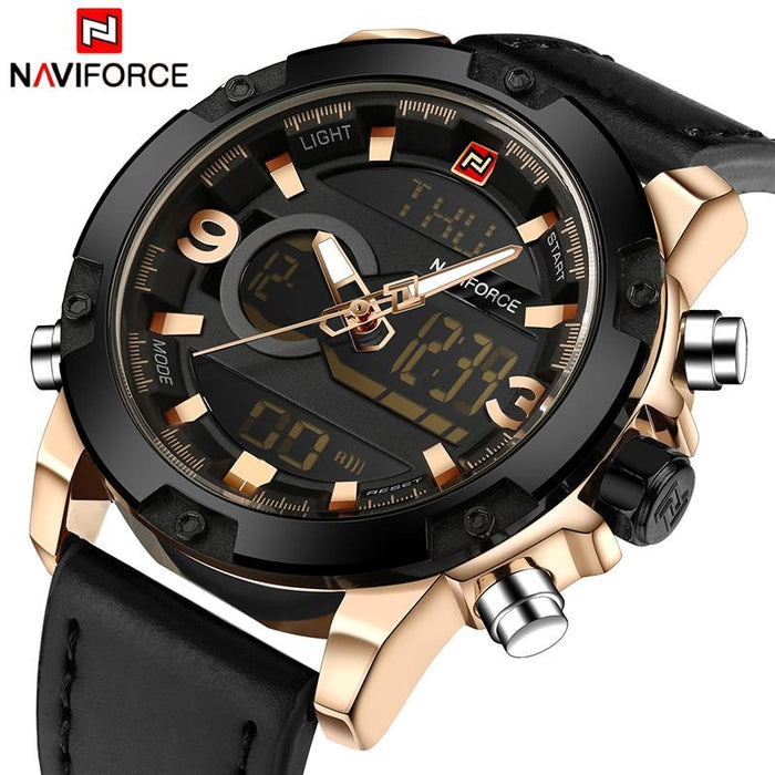 Waterproof male quartz watch with dual display NAVIFORCE 9097