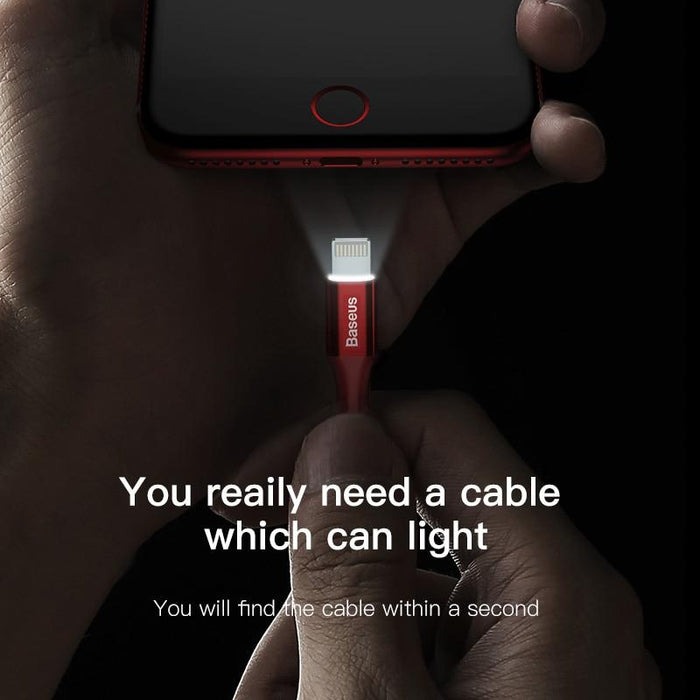 Luminosity LED charging cable Baseus 8pin for iPhone 5/6/7/8 / X / XS / XR, 25cm, 1m, 1.5m, 2m