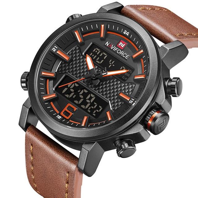 Waterproof male quartz watch with dual display NAVIFORCE 9135