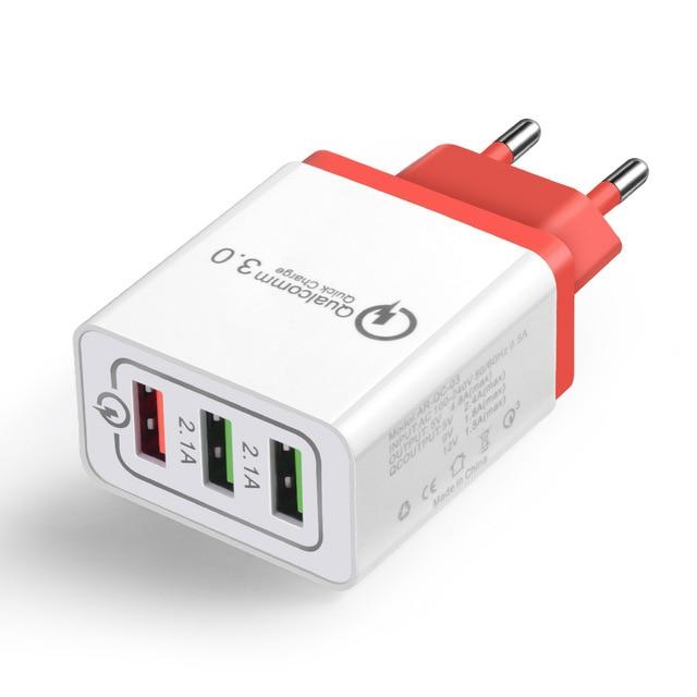 Smart adapter Qualcomm 3.0 Quick Charge with three ports 3A, 2.1A