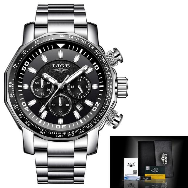 Waterproof male quartz watch LIGE 9871