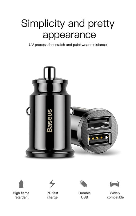 Smart mini USB car charger Baseus 3.1A Fast Charge