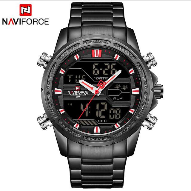 Waterproof male quartz watch with dual display NAVIFORCE 9138