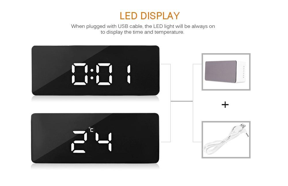 Alarm table and a LED light, temperature, USB