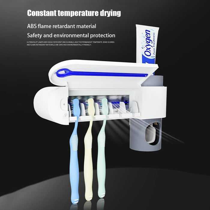 2 in 1 household bathroom set - UV sterilizer toothbrush and dispenser for toothpaste