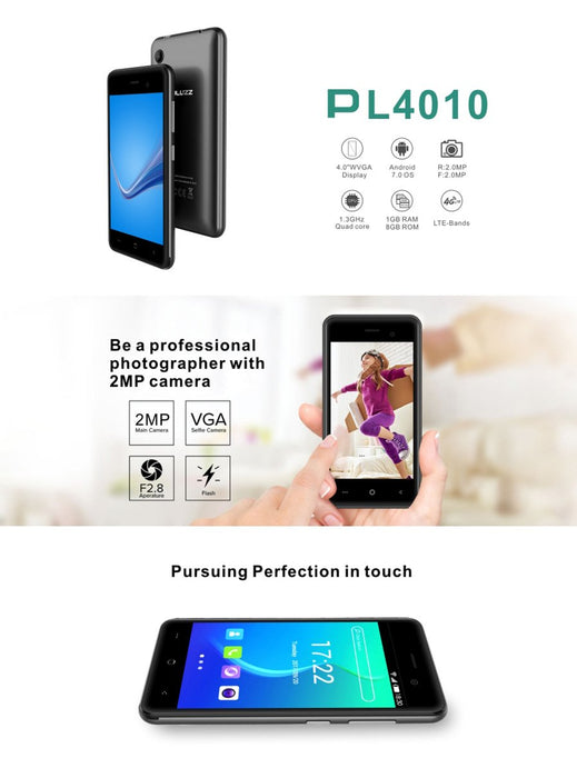 PL4010 4G smartphone PLUZZ, 1GB RAM, 8GB ROM, 2.0MP